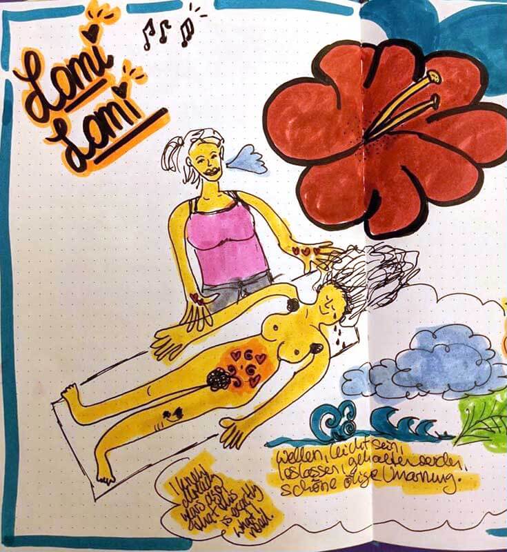 LomiLomi Massage Berlin - Zeichnung mit Feedback von Franzi